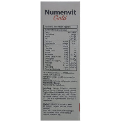 Numenvit Gold Sachet Orange Sugar Free