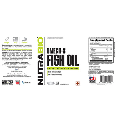 Nutra Bio Omega- 3 Fish Oil Soft Gel