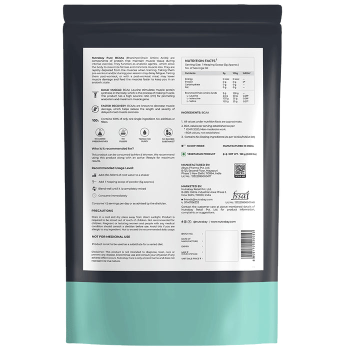 Nutrabay 2:1:1 BCAA Amino Acid Powder Unflavored
