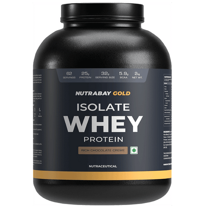 Nutrabay Gold Isolate Whey Protein for Muscles, Recovery, Digestion & Immunity | No Added Sugar | Flavour Rich Chocolate Creme - Classic Derma
