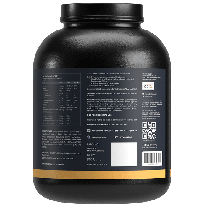 Nutrabay Gold Isolate Whey Protein for Muscles, Recovery, Digestion & Immunity | No Added Sugar | Flavour Rich Chocolate Creme