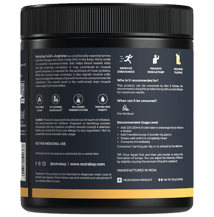 Nutrabay Gold L-Arginine Powder Lemon