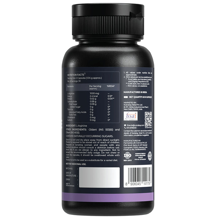 Nutrabay L-Arginine for Endurance & Muscle Pump | Capsule