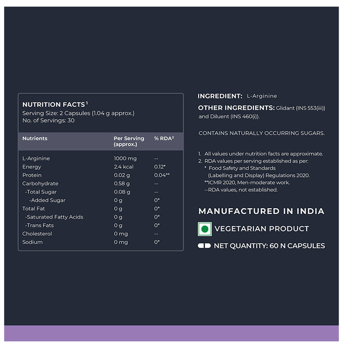 Nutrabay L-Arginine for Endurance & Muscle Pump | Capsule