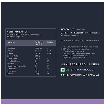 Nutrabay L-Arginine for Endurance & Muscle Pump | Capsule
