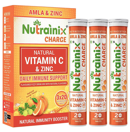 Nutrainix Charge Natural Vitamin C & Zinc Effervescent Tablet (20 Each) Orange - Classic Derma