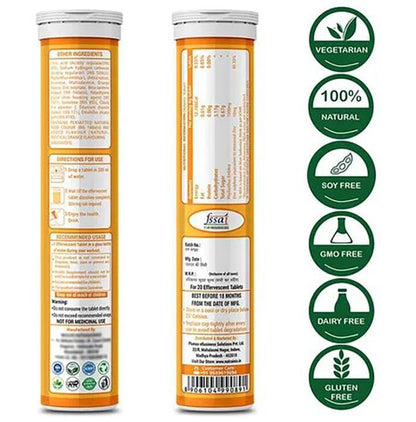 Nutrainix Charge Natural Vitamin C & Zinc Effervescent Tablet (20 Each) Orange