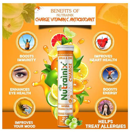 Nutrainix Charge Natural Vitamin C & Zinc Effervescent Tablet (20 Each) Orange