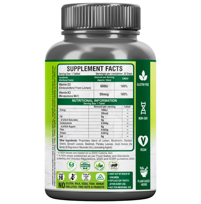 Nutrainix Plant-Based D3 + K2 Tablet