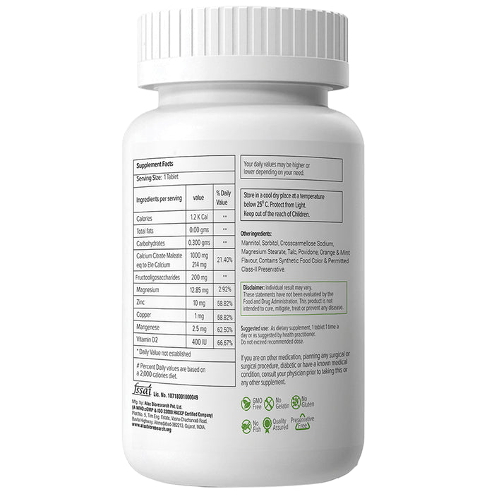 Nutranext Calcicare Chewable Tablet with Vitamin D2, Magnesium & Zinc Orange & Mint