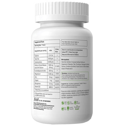 Nutranext Calcicare Chewable Tablet with Vitamin D2, Magnesium & Zinc Orange & Mint