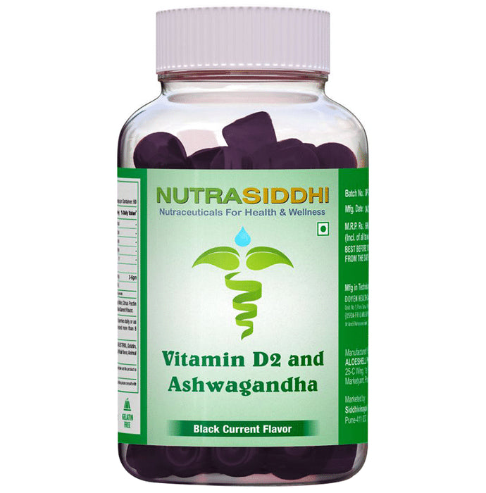 Nutrasiddhi Ashwagandha & Vitamin D Gummies Black Current - Classic Derma