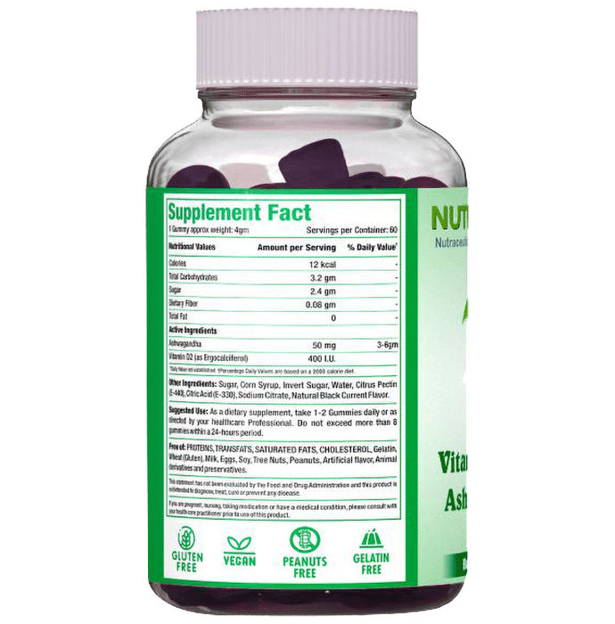 Nutrasiddhi Ashwagandha & Vitamin D Gummies Black Current
