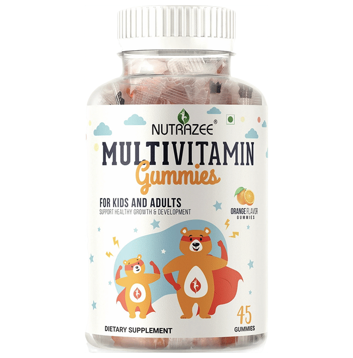 Nutrazee Multivitamin | Gummies for Kids & Adults | Supports Healthy Growth & Development | Flavour Orange - Classic Derma