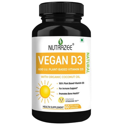 Nutrazee Vegan Vitamin D3 Plant-Based Supplement Veg Liquid Capsule - Classic Derma