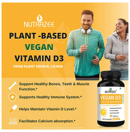 Nutrazee Vegan Vitamin D3 Plant-Based Supplement Veg Liquid Capsule