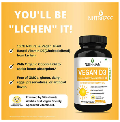 Nutrazee Vegan Vitamin D3 Plant-Based Supplement Veg Liquid Capsule