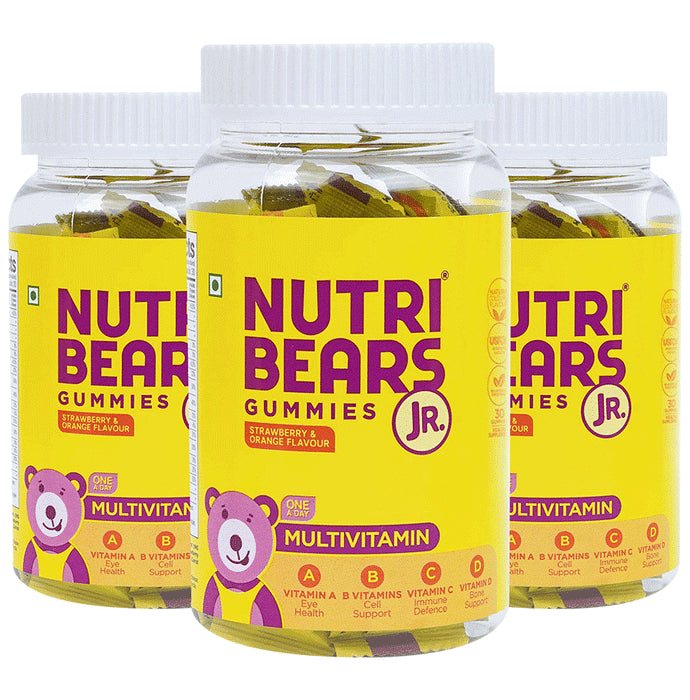 NutriBears Jr. Multivitamin Growth & Immunity Support Gummies (30 Each) Strawberry & Orange - Classic Derma