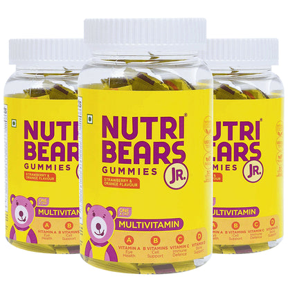 NutriBears Jr. Multivitamin Growth & Immunity Support Gummies (30 Each) Strawberry & Orange - Classic Derma