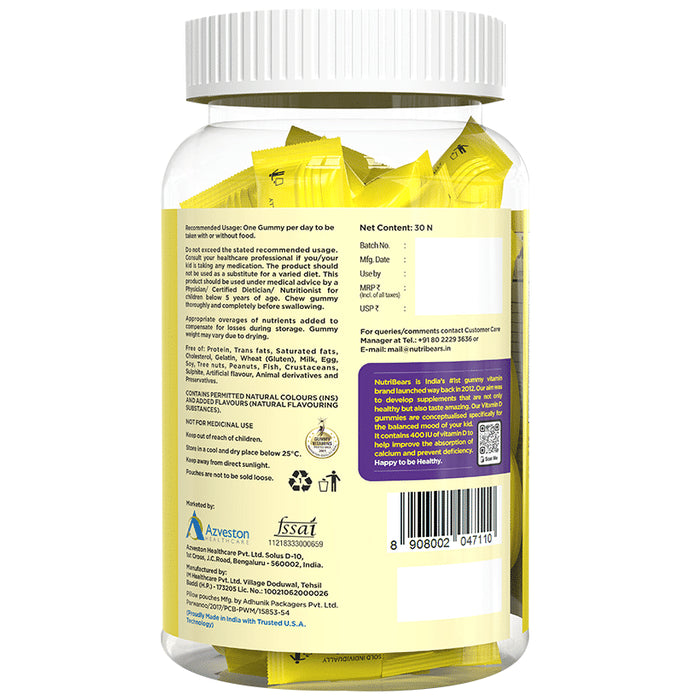 NutriBears Jr. Vitamin D Gummies (30 Each) Lemon