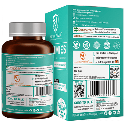 Nutrileague Multivitamin + Multimineral Gummies For Improving Metabolism & Nutrients Levels