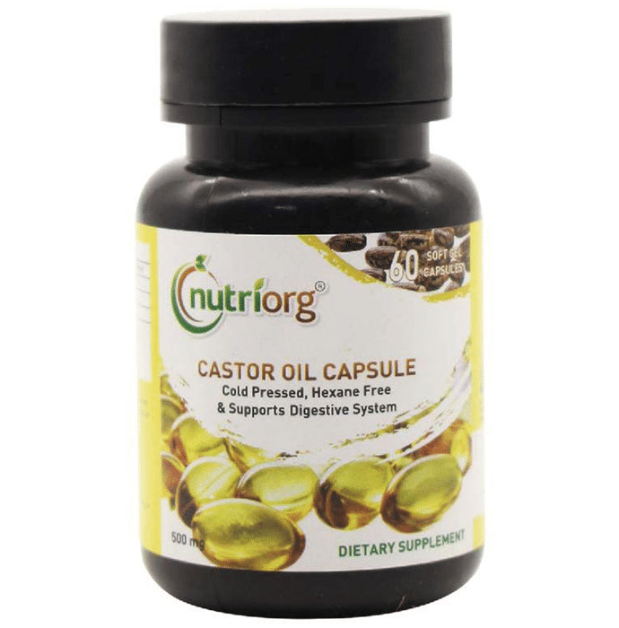 Nutriorg Cold-Pressed Castor Oil | Softgel Capsule for Healthy Digestive System | Hexane-Free - Classic Derma