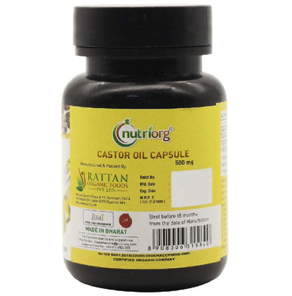 Nutriorg Cold-Pressed Castor Oil | Softgel Capsule for Healthy Digestive System | Hexane-Free