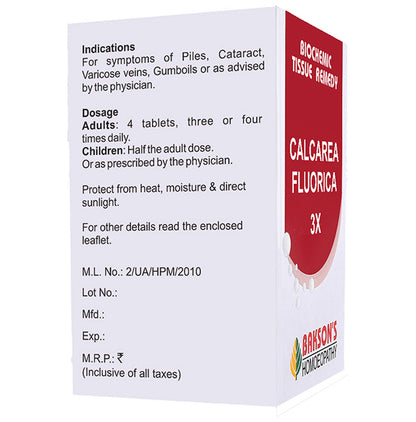 Bakson's Homeopathy Calcarea Fluorica Biochemic Tablet 3X