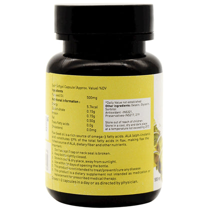Nutriorg Organic Flaxseed Oil 500mg Vegetable Soft Gel Capsule