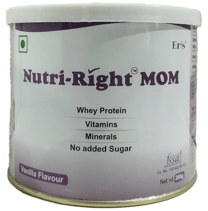 Nutri-Right Mom with Whey Protein, Vitamins & Minerals | Flavour Powder Sugar Free Vanilla - Classic Derma