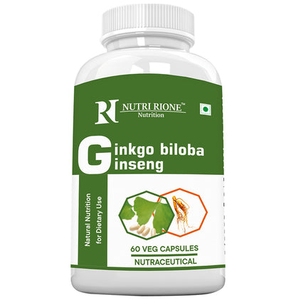 NutriRione Gingko Biloba Ginseng Veg Capsules - Classic Derma
