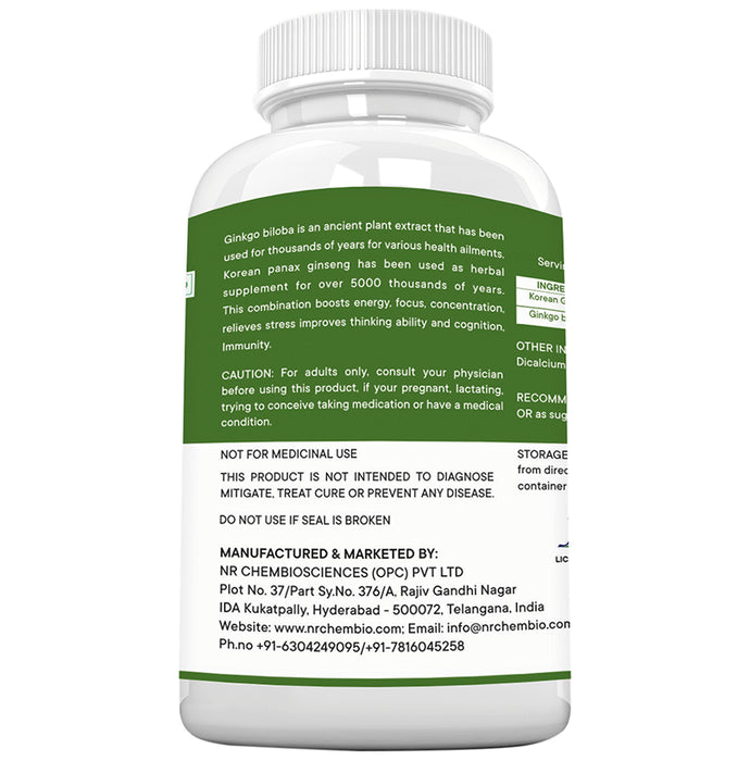 NutriRione Gingko Biloba Ginseng Veg Capsules