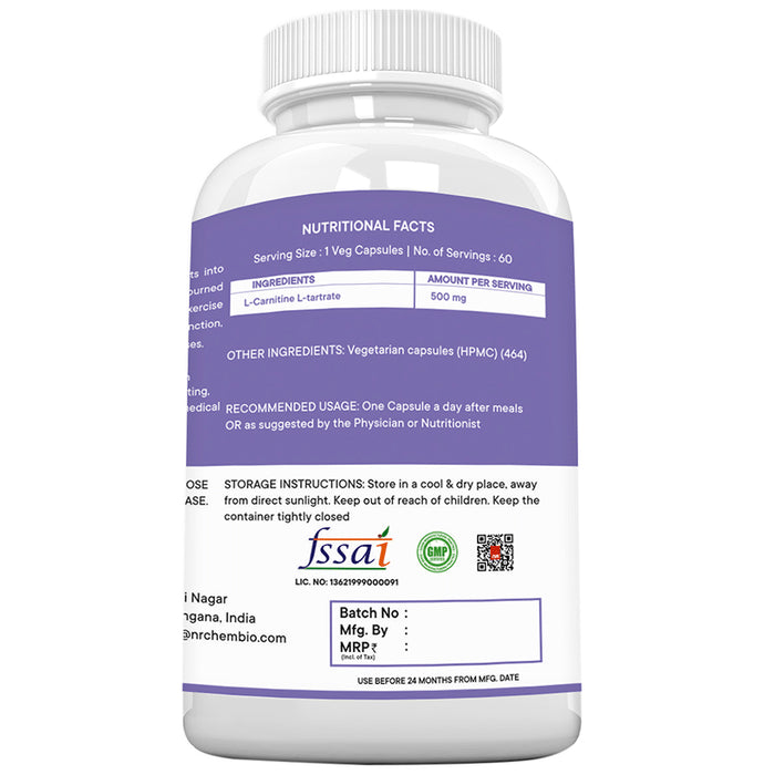 NutriRione L Carnitine Tartrate Veg Capsules