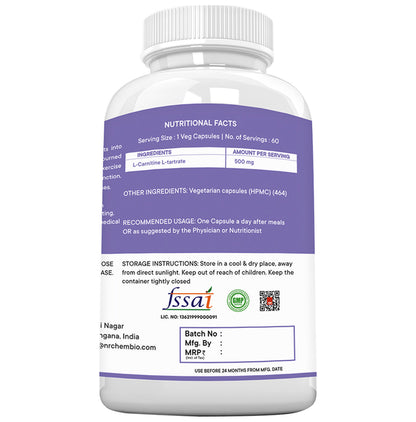 NutriRione L Carnitine Tartrate Veg Capsules