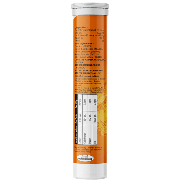 Nutrisrot C-SROT Vitamin C (Amla Ext. 1000mg), D3 & Zinc Effervescent Tablet