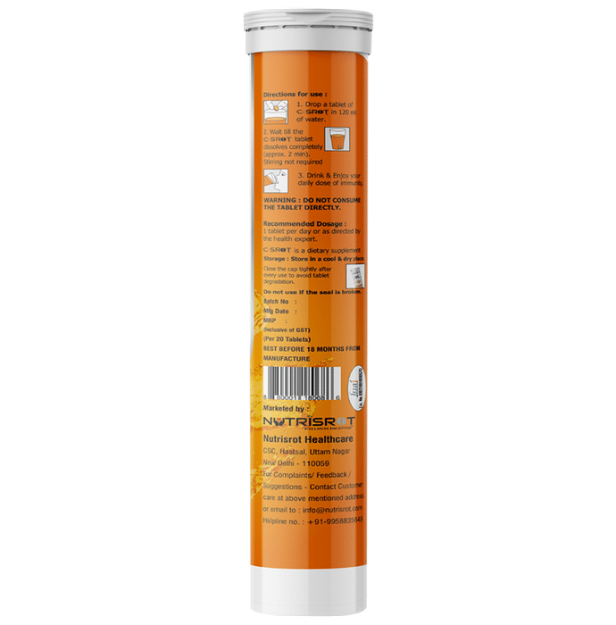 Nutrisrot C-SROT Vitamin C (Amla Ext. 1000mg), D3 & Zinc Effervescent Tablet