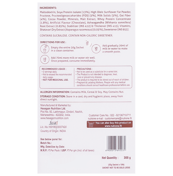 Nutrone Women 3 Protein Blend (Soy+Whey+SMP) Powder Chocolate with Shaker Free