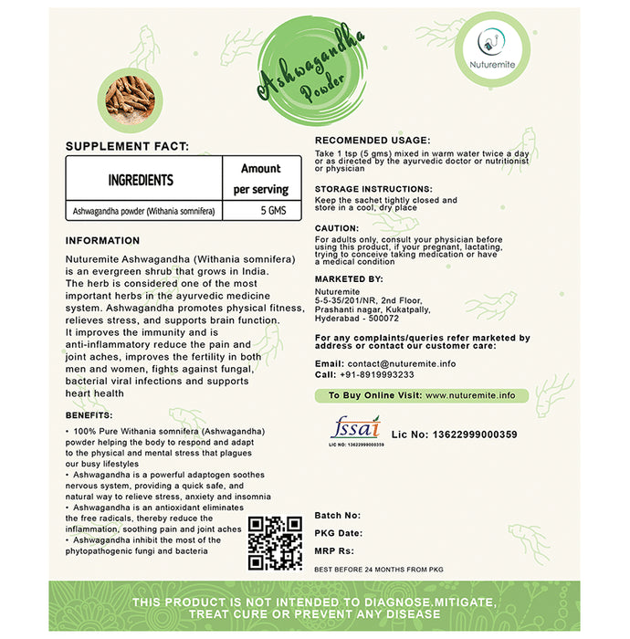 Nuturemite Ashwagandha Powder
