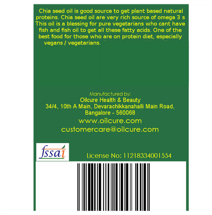Oilcure Chia Seed Cold Pressed Edible Oil