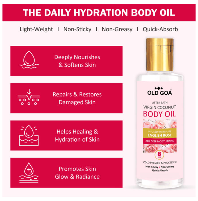 Old Goa After Bath Virgin Coconut Body Oil English Rose