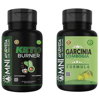 Omni Ayurveda Combo Pack of Keto Burner & Garcinia Combogia Capsule (60 Each) - Classic Derma