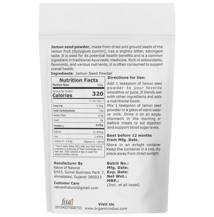 Organic Indus Jamun Seeds Powder (100gm Each)
