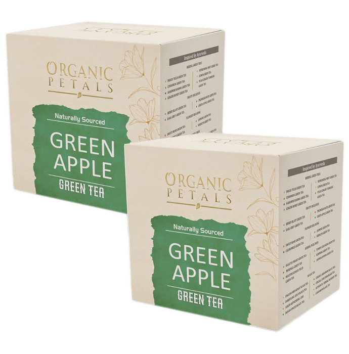 Organic Petals Naturally Sourced Green Tea Bag 2gm (15 Each) Green Apple - Classic Derma