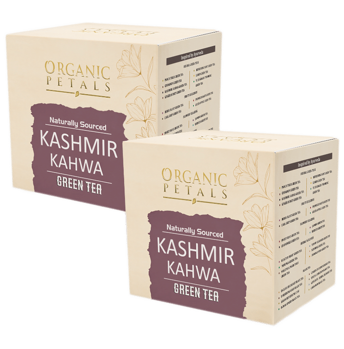 Organic Petals Naturally Sourced Green Tea Bag 2gm (15 Each) Kashmir Kahwa - Classic Derma