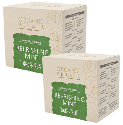 Organic Petals Naturally Sourced Green Tea Bag 2gm (15 Each) Refreshing Mint - Classic Derma