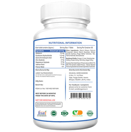 Organivo Melatonin Natural Sleep Support Tablet