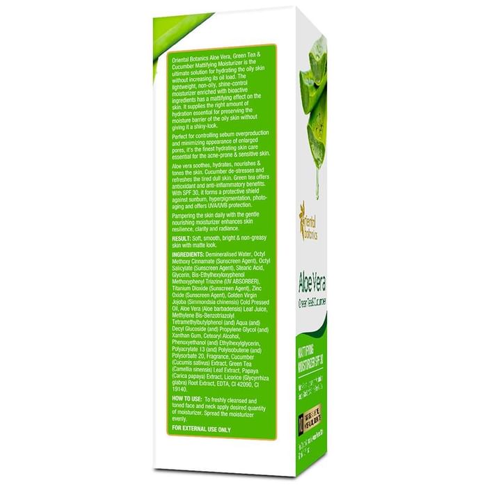 Oriental Botanics Aloe Vera, Green Tea & Cucumber Mattifying Moisturizer SPF 30