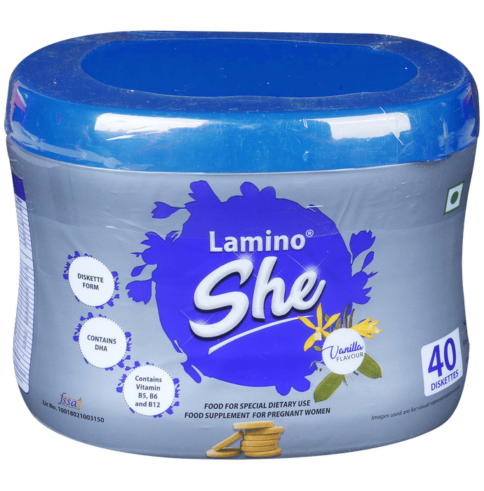 Lamino She with DHA & Vitamins for Pregnant Women | Flavour Diskette Vanilla - Classic Derma