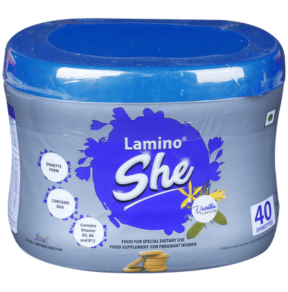 Lamino She with DHA & Vitamins for Pregnant Women | Flavour Diskette Vanilla - Classic Derma