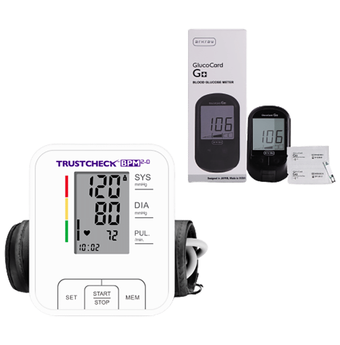 Arkray A90046G+ Combo Pack of Trustcheck BPM 2.0 & Glucocard G+ Kit White - Classic Derma